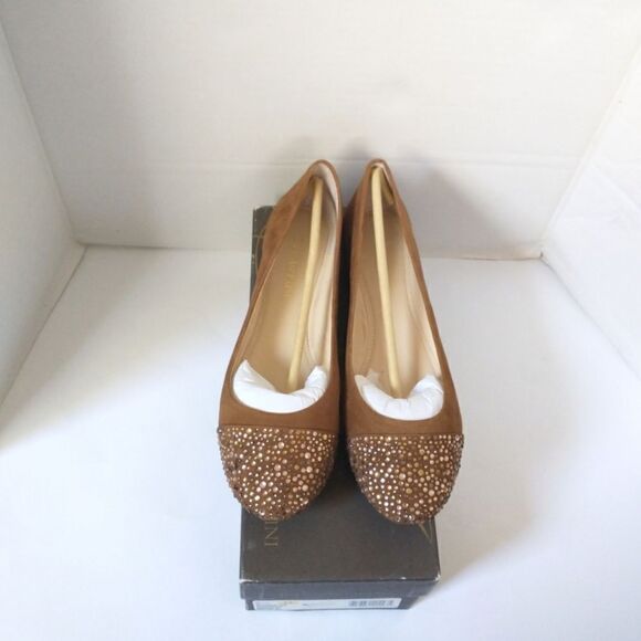 New! ENZO ANGIOLINI Rhinestone Embellished Brochet Suede Flats Size 8.5 Brown - Picture 2 of 5